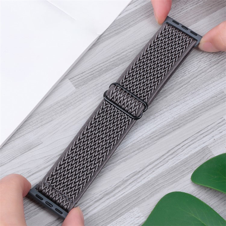 For Apple Watch Series 10 46mm / Ultra 2 Ultra 49mm / Series 9 8 7 45mm / 6 5 4 SE (2023) SE (2022) SE 44mm / 3 2 1 42mm Watch Band Elastic Nylon Strap - Dark Grey