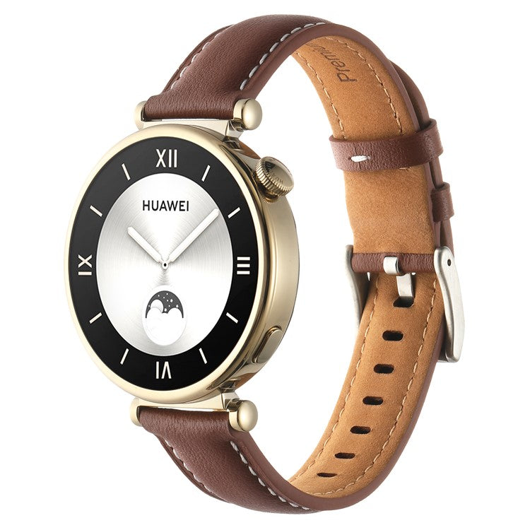 18mm Watch Strap for Huawei Watch GT 4 41mm / Garmin Venu 3S Genuine Cow Leather Watch Band - Caramel