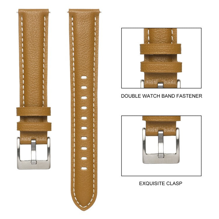 18mm Watch Strap for Huawei Watch GT 4 41mm / Garmin Venu 3S Genuine Cow Leather Watch Band - Caramel