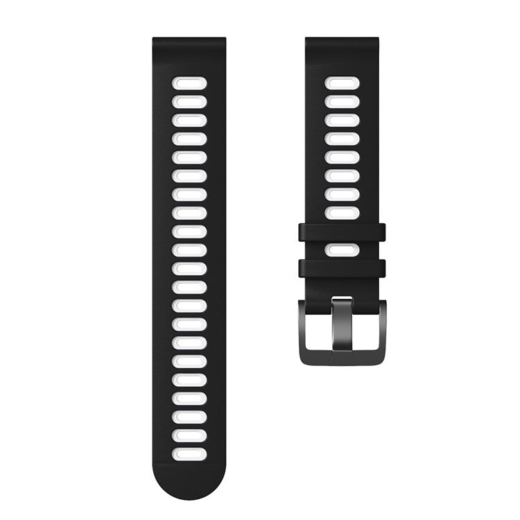 For Samsung Galaxy Watch3 45mm / Garmin Venu 3 Watch Strap 22mm Dual Color Silicone Watchband - Black+White