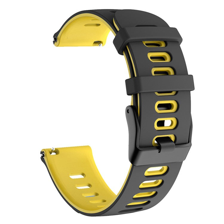 For Samsung Galaxy Watch3 45mm / Garmin Venu 3 Watch Strap 22mm Dual Color Silicone Watchband - Black+Yellow