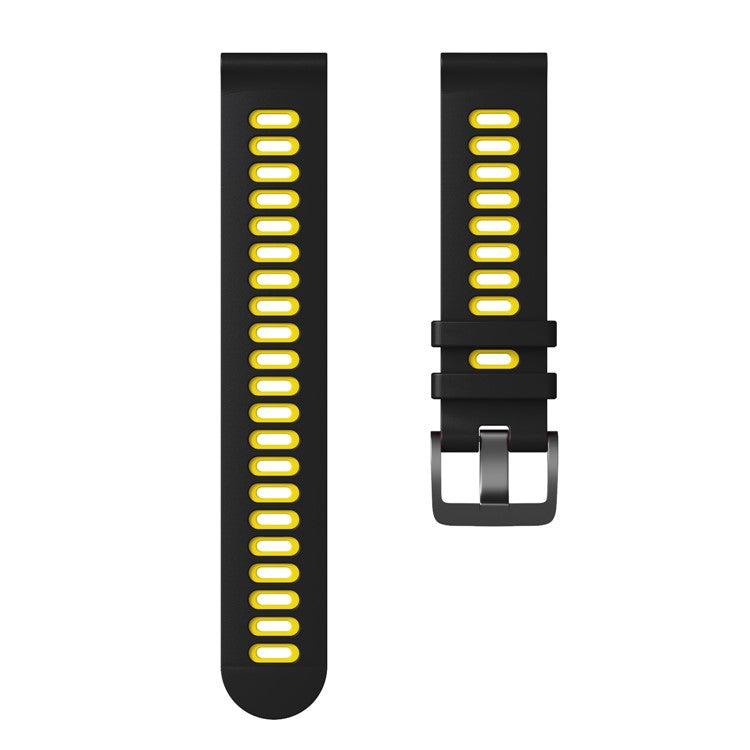 For Samsung Galaxy Watch3 45mm / Garmin Venu 3 Watch Strap 22mm Dual Color Silicone Watchband - Black+Yellow