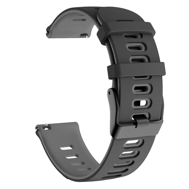 For Samsung Galaxy Watch3 45mm / Garmin Venu 3 Watch Strap 22mm Dual Color Silicone Watchband - Black+Grey