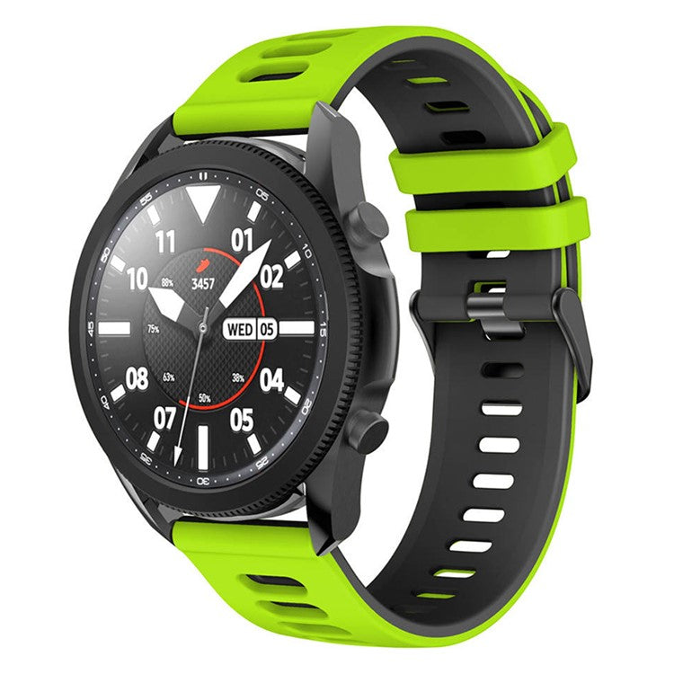 For Samsung Galaxy Watch3 45mm / Garmin Venu 3 Watch Strap 22mm Dual Color Silicone Watchband - Lime+Black