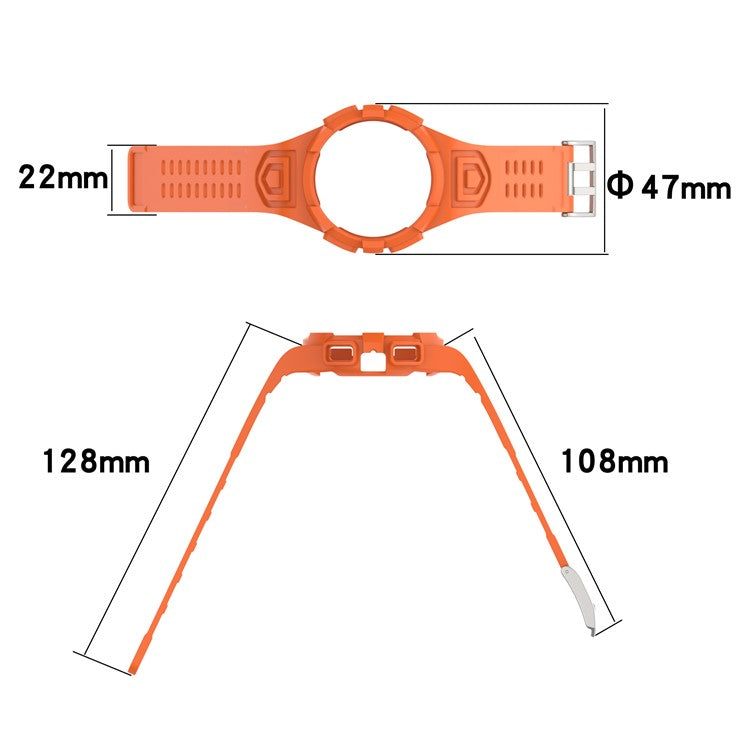 For Samsung Galaxy Watch4 44mm Silicone Watch Band Replacement Strap with Integrated Watch Case - Orange