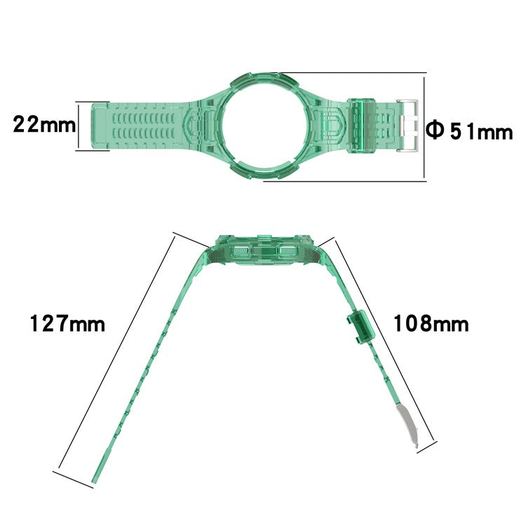 For Samsung Galaxy Watch4 Classic 46mm Silicone Watch Band Ajustable Strap with Integrated Watch Case - Light Pink