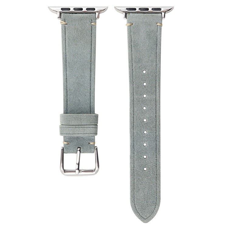 Watch Strap for Apple Watch Series 10 42mm / 9 8 7 41mm / SE (2023) SE (2022) SE 6 5 4 40mm / 3 2 1 38mm Leather Watch Band - Grey