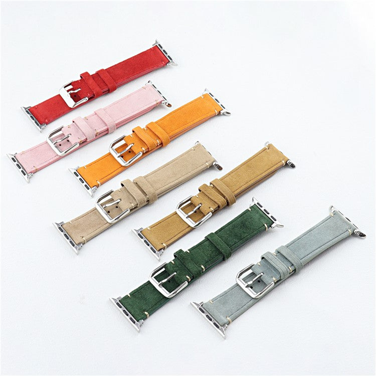 Watch Strap for Apple Watch Series 10 42mm / 9 8 7 41mm / SE (2023) SE (2022) SE 6 5 4 40mm / 3 2 1 38mm Leather Watch Band - Grey