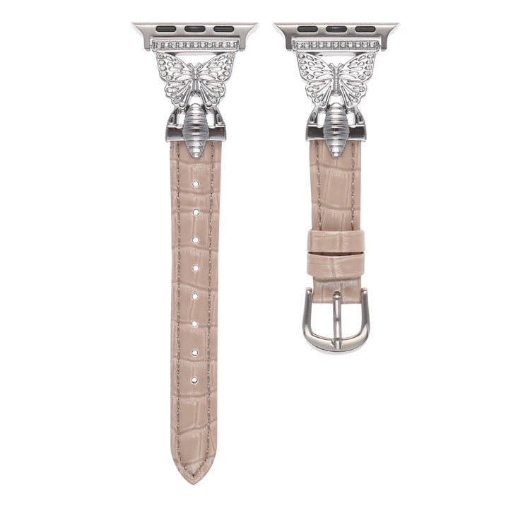 Watch Strap for Apple Watch Series 10 42mm / 9 8 7 41mm / SE (2023) SE (2022) SE 6 5 4 40mm / 3 2 1 38mm Butterfly Watch Band - Light Pink / Silver Buckle