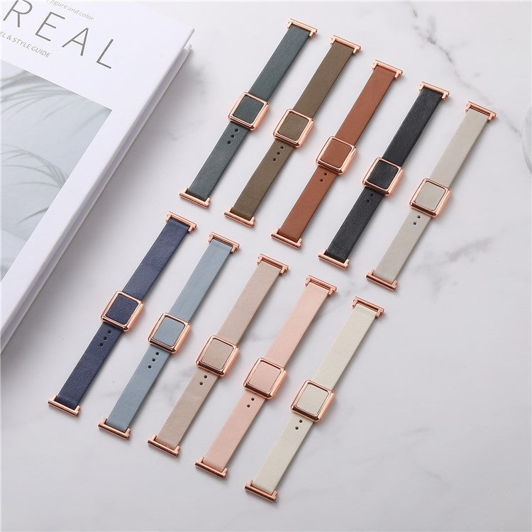 For Samsung Galaxy Watch6 Classic 47mm 43mm Watch Band 20mm Leather Strap with Magnetic Folding Buckle - Dark Green / Rose Gold Buckle