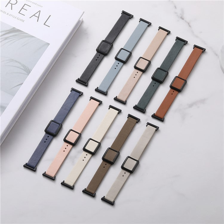 For Samsung Galaxy Watch6 Classic 47mm 43mm Watch Band 20mm Leather Strap with Magnetic Folding Buckle - Midnight Blue / Black Buckle