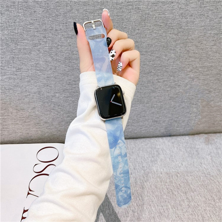 For Apple Watch Series 10 46mm / Ultra 2 Ultra 49mm / Series 9 8 7 45mm / 6 5 4 SE (2023) SE (2022) SE 44mm / 3 2 1 42mm Watch Band Silicone Strap - Blue Mix
