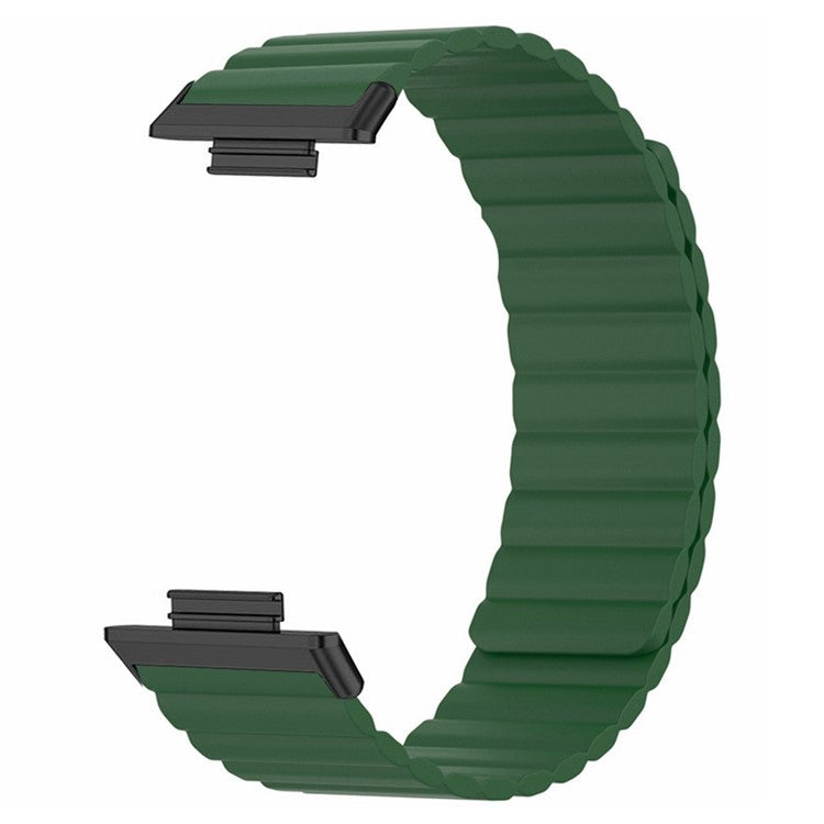 For Huawei Watch Fit 2 Magnetic Watch Strap Silicone Adjustable Wristband - Army Green