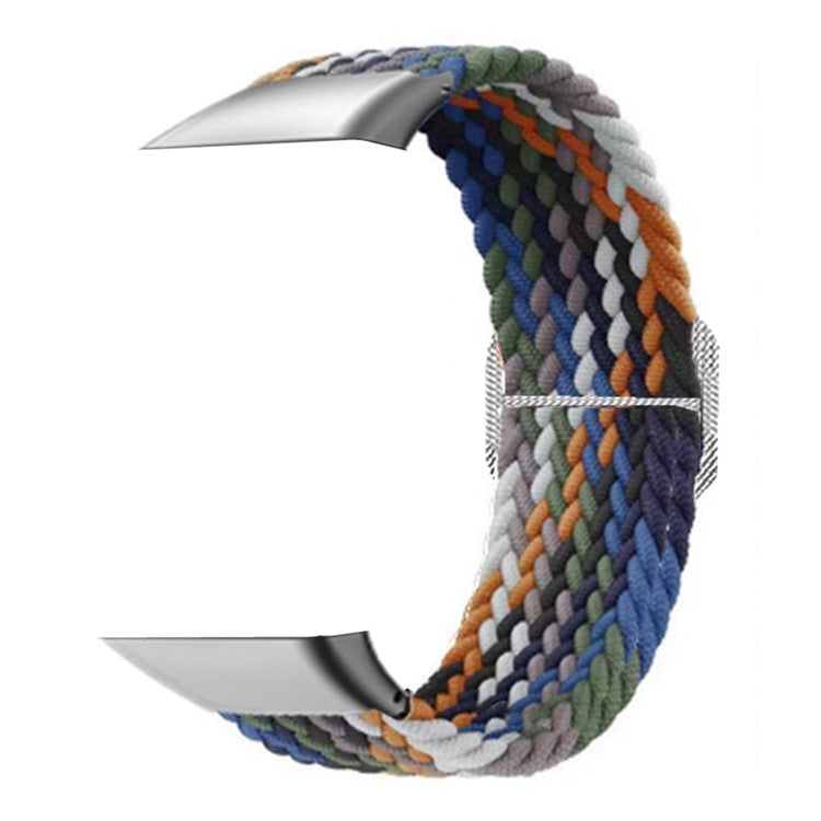 For Oppo Watch Free Replacement Strap Braided Elastic Fabric Watch Band with Silver Connector - Denim