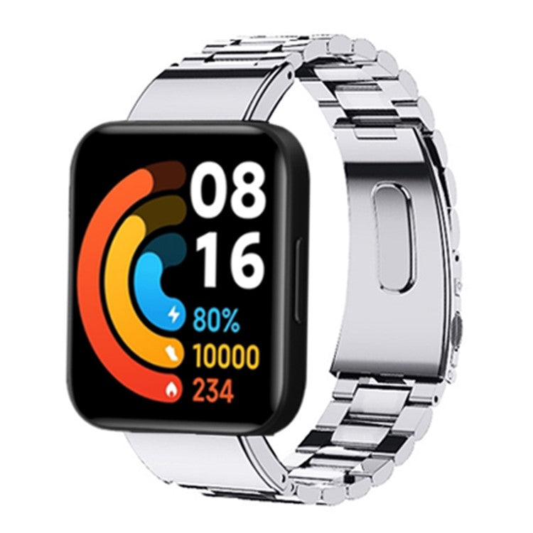 For Xiaomi Redmi Watch 2 / Watch 2 Lite Watch Band 3-beads Solid Metal Strap Replacement - Silver