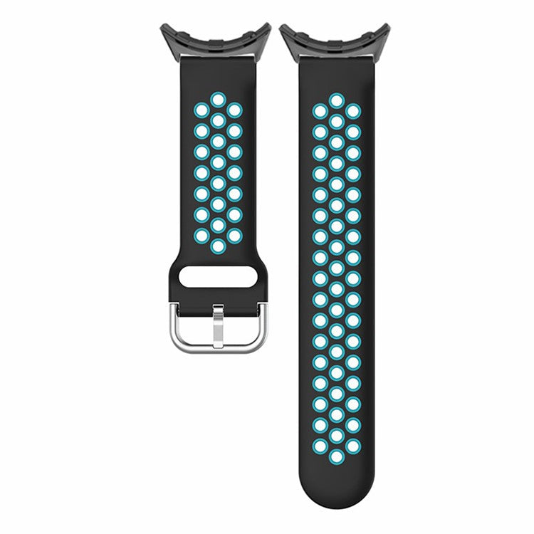 For Google Pixel Watch 2 / Pixel Watch Silicone Strap Dual Color Breathable Watch Bands - Black+Blue