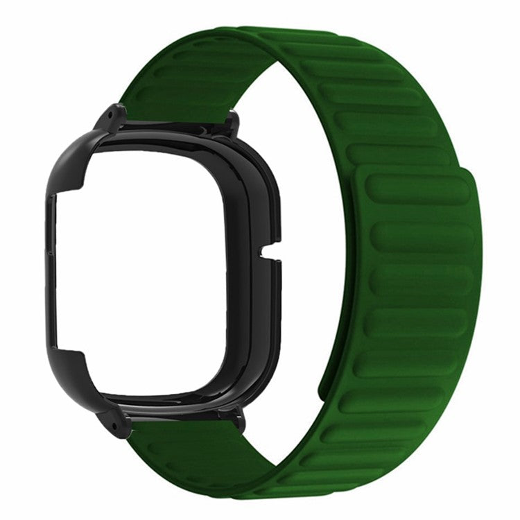 For Honor Watch 4 Silicone Watch Band Magnetic Wrist Strap with PC Watch Case - Army Green