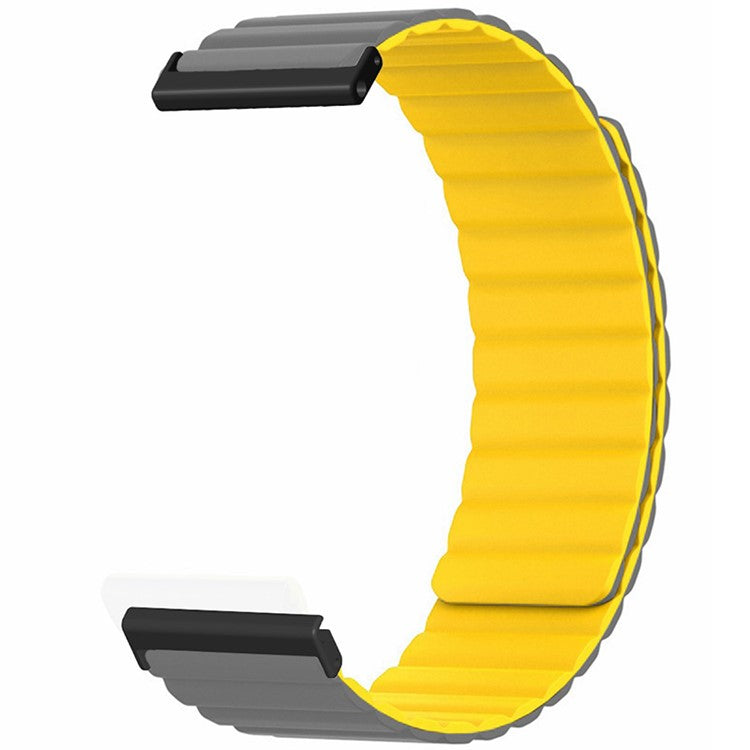 For Suunto Spartan Sport Wrist HR Baro / Suunto 7 Magnetic Band 24mm Silicone Watch Strap - Grey+Yellow
