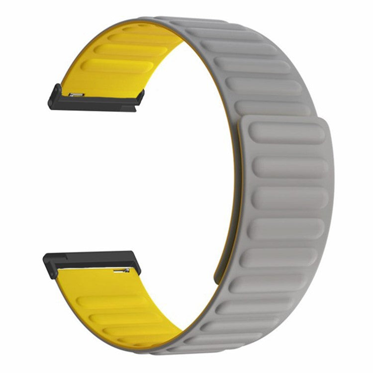 For Suunto Spartan Sport Wrist HR Baro / Suunto 7 Magnetic Band 24mm Silicone Watch Strap - Grey+Yellow