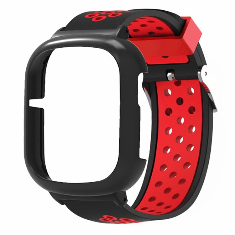 For Honor Watch 4 Adjustable Strap Dual Color Silicone Band with Watch Case - Black+Red