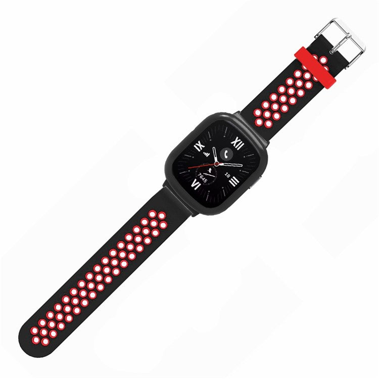 For Honor Watch 4 Adjustable Strap Dual Color Silicone Band with Watch Case - Black+Red
