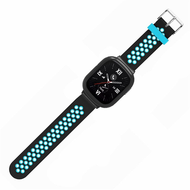 For Honor Watch 4 Adjustable Strap Dual Color Silicone Band with Watch Case - Black+Blue