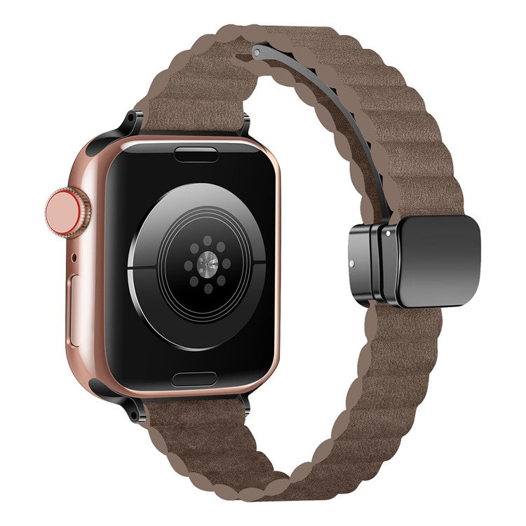 For Apple Watch 10 46mm / Ultra 2 / Ultra 49mm / 9 8 7 45mm / SE (2023) SE (2022) SE 6 5 4 44mm / 3 2 1 42mm Slim Magnetic Watch Band - Light Tan