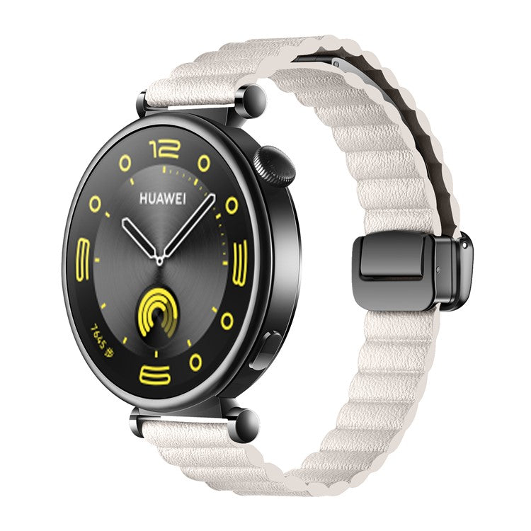 18mm Universal Watch Band Genuine Cow Leather Coated Silicone Magnetic Strap Replacement - Starlight