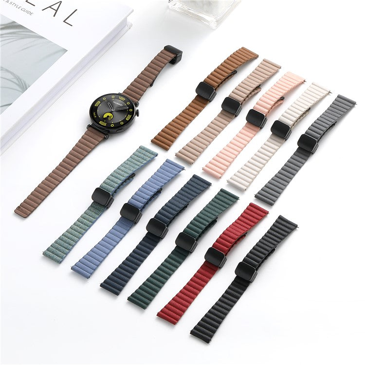 18mm Universal Watch Band Genuine Cow Leather Coated Silicone Magnetic Strap Replacement - Starlight