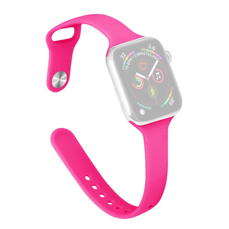 Watch Band for Apple Watch Series 10 42mm / 9 8 7 41mm / SE (2023) SE (2022) SE 6 5 4 40mm / 3 2 1 38mm Slim Silicone Watch Band - Hot Pink