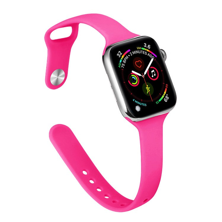 Watch Band for Apple Watch Series 10 42mm / 9 8 7 41mm / SE (2023) SE (2022) SE 6 5 4 40mm / 3 2 1 38mm Slim Silicone Watch Band - Hot Pink