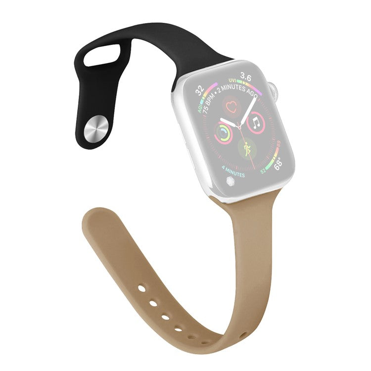 For Apple Watch 10 46mm / Ultra 2 / Ultra 49mm / 9 8 7 45mm / SE (2023) SE (2022) SE 6 5 4 44mm / 3 2 1 42mm Watch Straps Slim Band - Black+Walnut