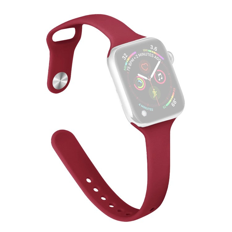For Apple Watch 10 46mm / Ultra 2 / Ultra 49mm / 9 8 7 45mm / SE (2023) SE (2022) SE 6 5 4 44mm / 3 2 1 42mm Watch Straps Slim Band - Rose Red