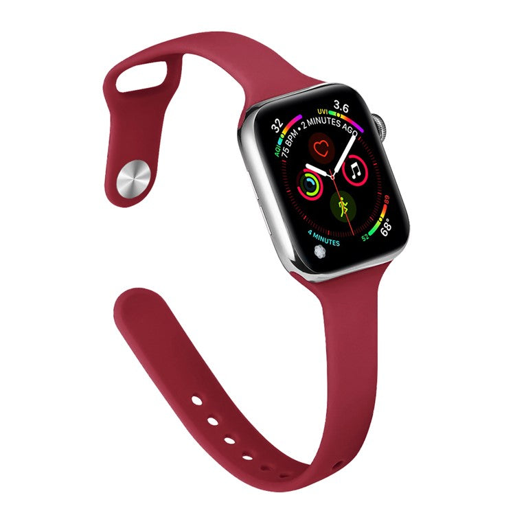 For Apple Watch 10 46mm / Ultra 2 / Ultra 49mm / 9 8 7 45mm / SE (2023) SE (2022) SE 6 5 4 44mm / 3 2 1 42mm Watch Straps Slim Band - Rose Red