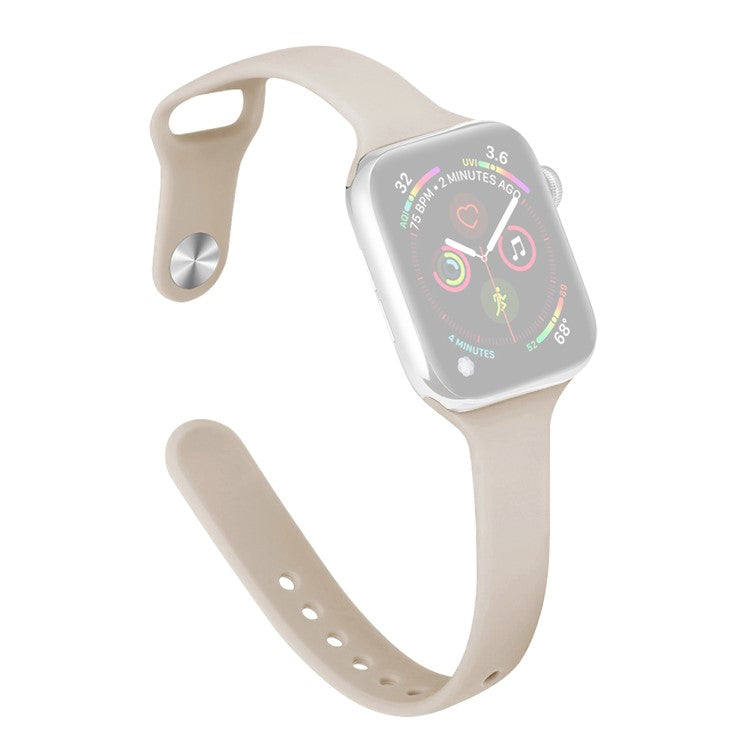 For Apple Watch 10 46mm / Ultra 2 / Ultra 49mm / 9 8 7 45mm / SE (2023) SE (2022) SE 6 5 4 44mm / 3 2 1 42mm Slim Silicone Bands - Starlight