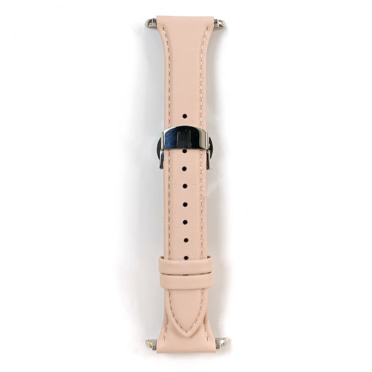 For Apple Watch 10 46mm / Ultra 2 / Ultra 49mm / 9 8 7 45mm / SE (2023) SE (2022) SE 6 5 4 44mm / 3 2 1 42mm Cow Leather Watchband Replacement Strap - Pink / Silver