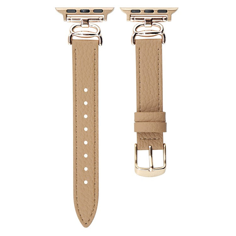 Replace Band for Apple Watch 10 46mm / Ultra 2 / Ultra 49mm / 9 8 7 45mm / SE (2023) SE (2022) SE 6 5 4 44mm / 3 2 1 42mm Leather Strap - Milk Tea