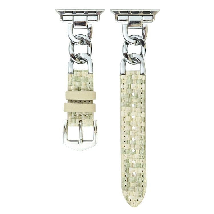 Watch Band for Apple Watch Series 10 42mm / 9 8 7 41mm / SE (2023) SE (2022) SE 6 5 4 40mm / 3 2 1 38mm PVC PU Leather Wrist Strap - Light Green