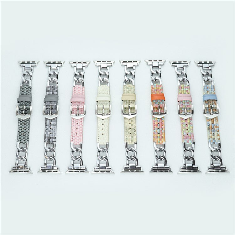 Watch Band for Apple Watch Series 10 42mm / 9 8 7 41mm / SE (2023) SE (2022) SE 6 5 4 40mm / 3 2 1 38mm PVC PU Leather Wrist Strap - Light Green