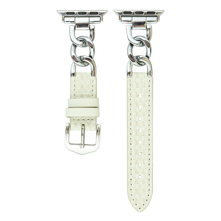 Watch Band for Apple Watch Series 10 42mm / 9 8 7 41mm / SE (2023) SE (2022) SE 6 5 4 40mm / 3 2 1 38mm PVC PU Leather Wrist Strap - Beige