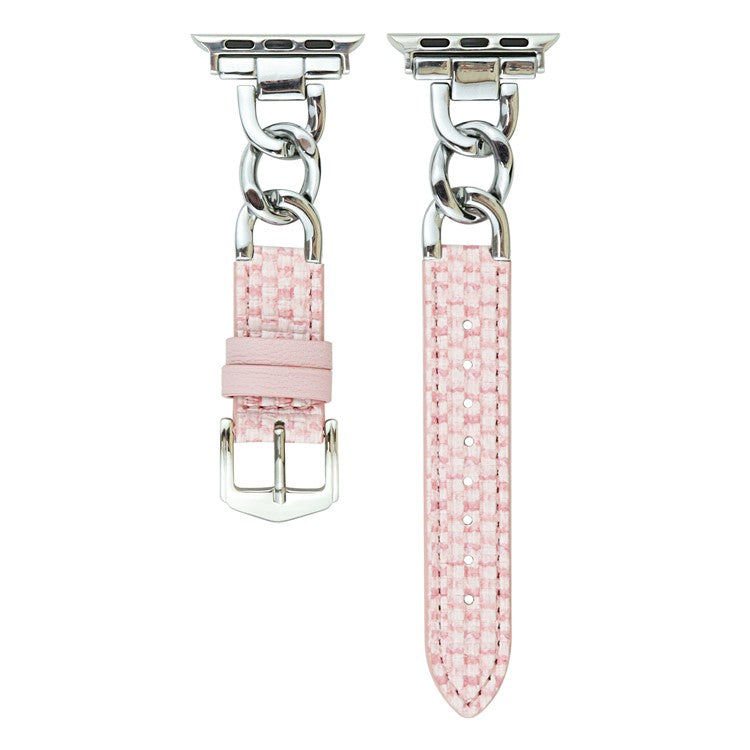 Watch Band for Apple Watch Series 10 42mm / 9 8 7 41mm / SE (2023) SE (2022) SE 6 5 4 40mm / 3 2 1 38mm PVC PU Leather Wrist Strap - All Pink