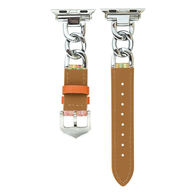 Watch Band for Apple Watch Series 10 42mm / 9 8 7 41mm / SE (2023) SE (2022) SE 6 5 4 40mm / 3 2 1 38mm PVC PU Leather Wrist Strap - All Pink