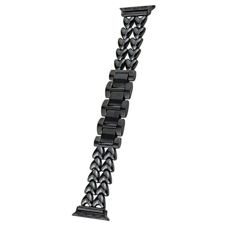 Watch Band for Apple Watch Series 10 42mm / 9 8 7 41mm / SE (2023) SE (2022) SE 6 5 4 40mm / 3 2 1 38mm Double-Row Heart Watch Band Bracelet - Black