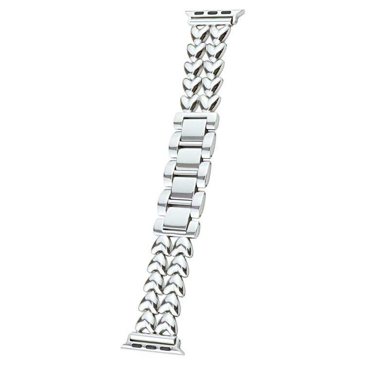 For Apple Watch 10 46mm / Ultra 2 / Ultra 49mm / 9 8 7 45mm / SE (2023) SE (2022) SE 6 5 4 44mm / 3 2 1 42mm Stainless Steel Heart Watch Band - Silver