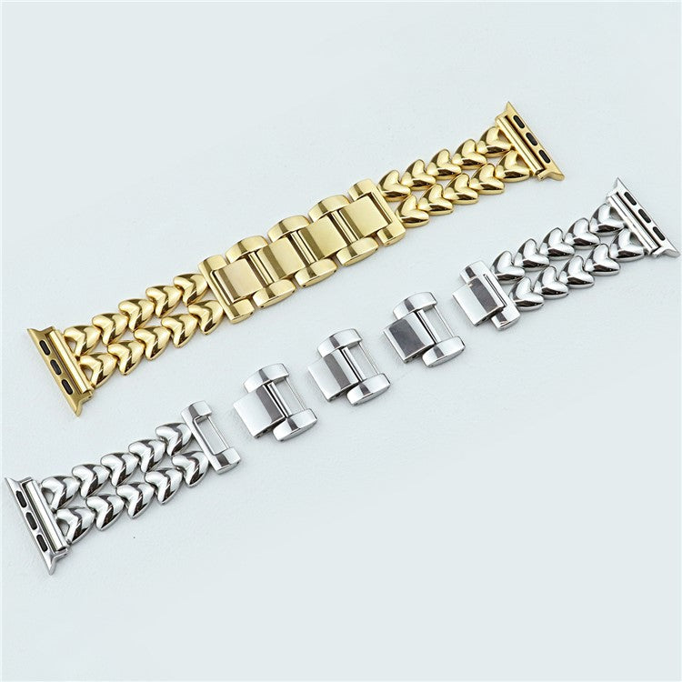 For Apple Watch 10 46mm / Ultra 2 / Ultra 49mm / 9 8 7 45mm / SE (2023) SE (2022) SE 6 5 4 44mm / 3 2 1 42mm Stainless Steel Heart Watch Band - Silver