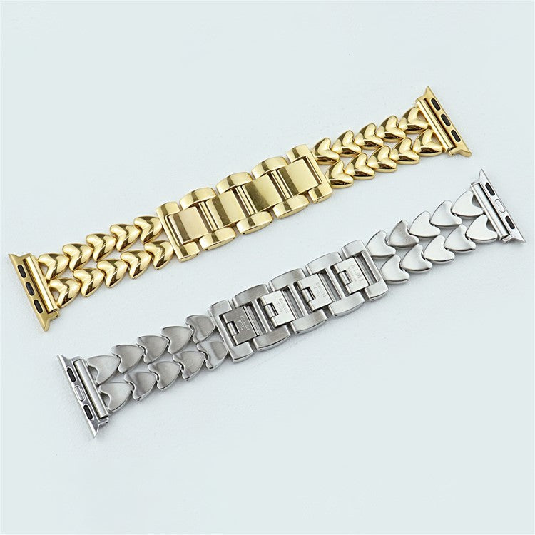 For Apple Watch 10 46mm / Ultra 2 / Ultra 49mm / 9 8 7 45mm / SE (2023) SE (2022) SE 6 5 4 44mm / 3 2 1 42mm Stainless Steel Heart Watch Band - Silver