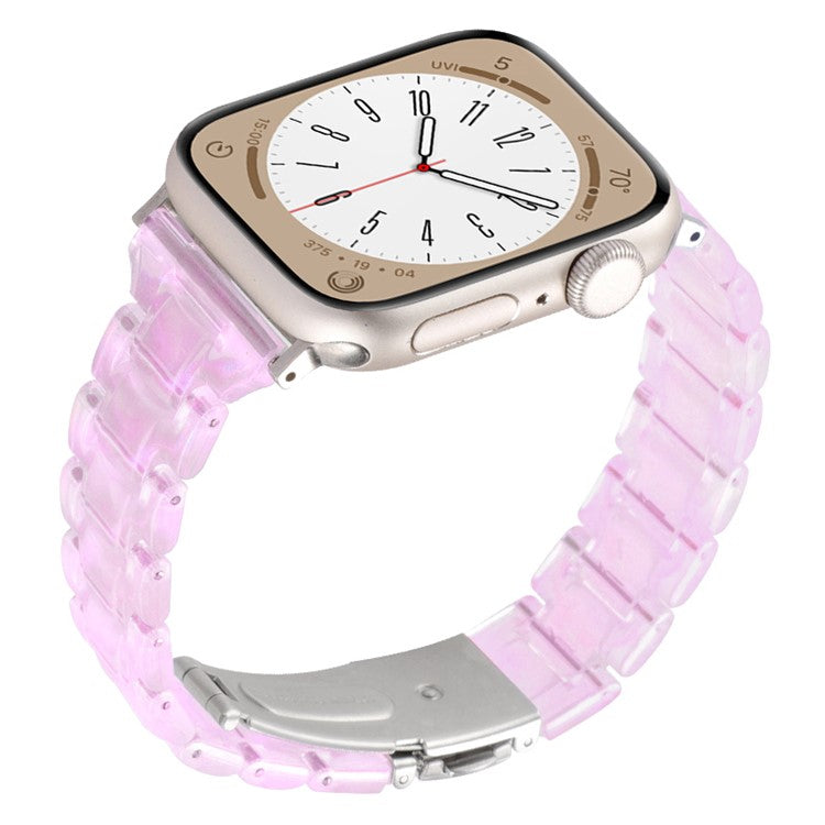 Watch Band for Apple Watch Series 10 42mm / 9 8 7 41mm / SE (2023) SE (2022) SE 6 5 4 40mm / 3 2 1 38mm Resin Bands 3-Bead Watch Strap - Gradient Pink