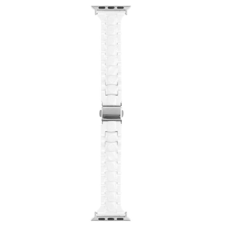 Watch Band for Apple Watch Series 10 42mm / 9 8 7 41mm / SE (2023) SE (2022) SE 6 5 4 40mm / 3 2 1 38mm Resin Bands 3-Bead Watch Strap - White