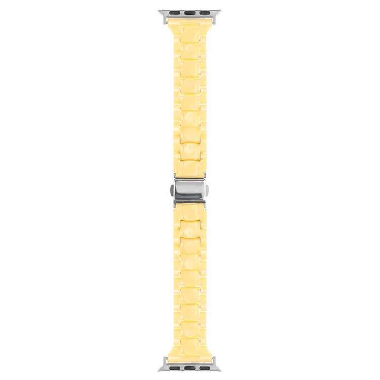 For Apple Watch 10 46mm / Ultra 2 / Ultra 49mm / 9 8 7 45mm / SE (2023) SE (2022) SE 6 5 4 44mm / 3 2 1 42mm Bracelet 3-Bead Watch Band - Yellow