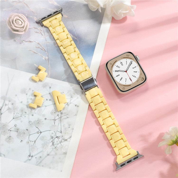 For Apple Watch 10 46mm / Ultra 2 / Ultra 49mm / 9 8 7 45mm / SE (2023) SE (2022) SE 6 5 4 44mm / 3 2 1 42mm Bracelet 3-Bead Watch Band - Yellow